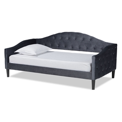 Baxton Studio Benjamin Modern and Contemporary Grey Velvet Fabric Upholstered and Dark Brown Finished Wood Twin Size Daybed Affordable modern furniture in Chicago, classic bedroom furniture, modern twin size, cheap twin size